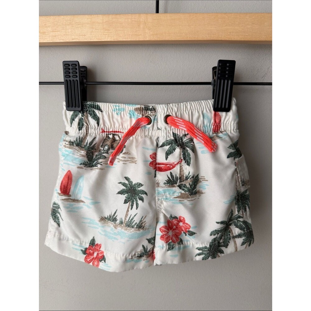 Carter’s Tropical Palm Tree Swim Trunks Baby Boys 3M Hawaiian Beach